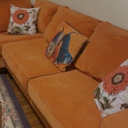 Burnt Orange Suede Sectional