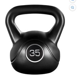 Alden Design Kettlebell Recubierto de HDPE de 35 Libras, Negro Totalmente Nueva $45 Última Pieza