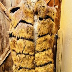 Brown and black fuzzy vest