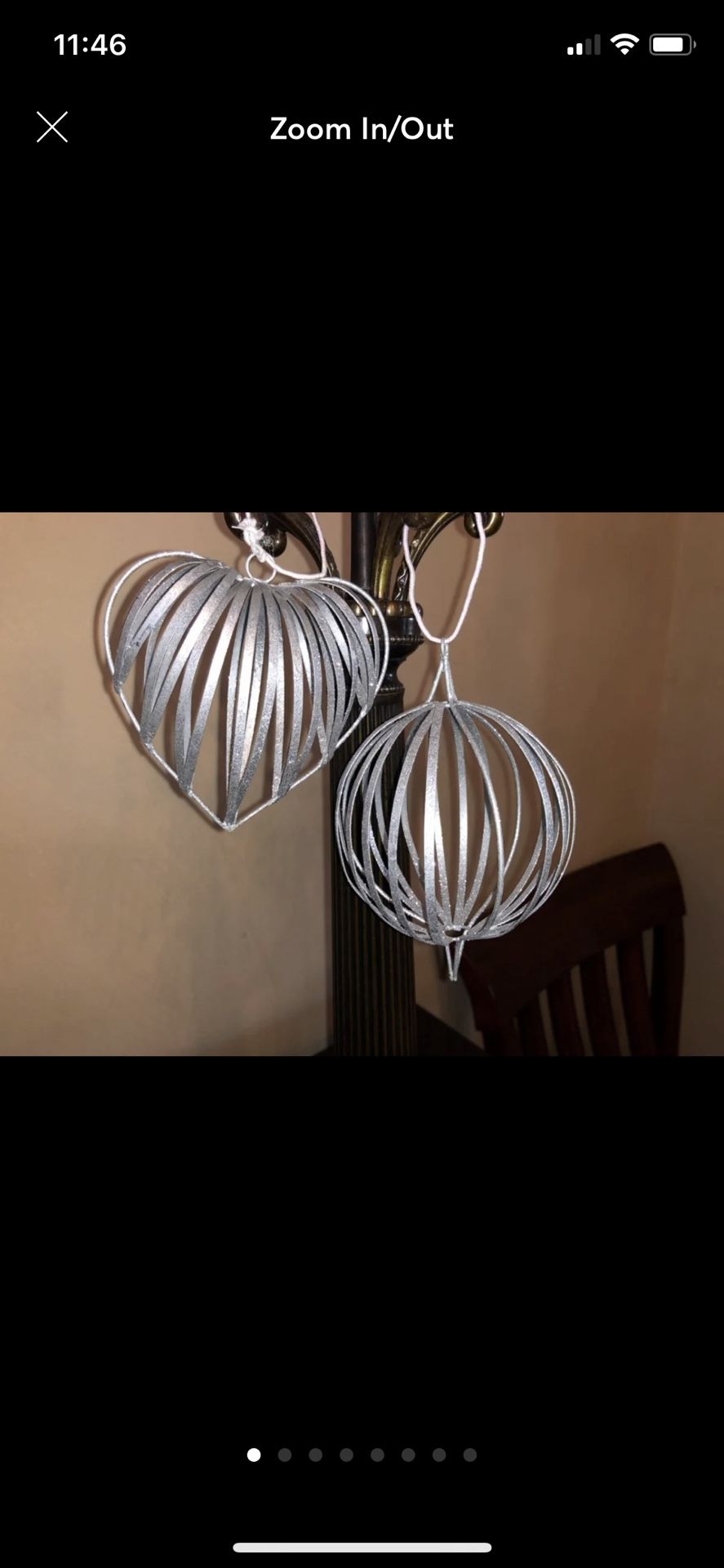 Heart and Small silver ball glitter ornament Set