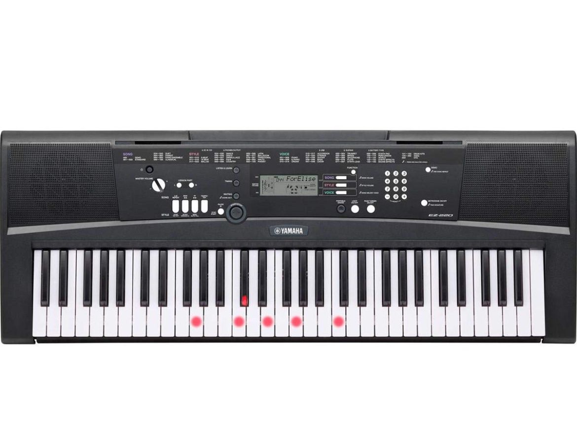Yamaha EZ220MM EZ Series 61-Key Portable Keyboard & ZINGYOU BM-800 Condenser Microphone, Cardioid Recording Microphone with Shock Mount & Soundboard 
