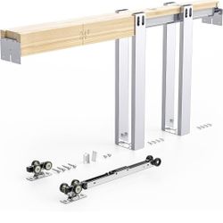 EaseLife 28x80in Pocket Door Frame Kit with Two-Way Soft Close Mechanism for 2X4 Studs Wall,Sliding Hardware for 24"-28" Wide Door,Aluminum,Slide Smoo