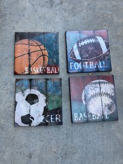 Sports Wall Art Canvas Prints Set of 4