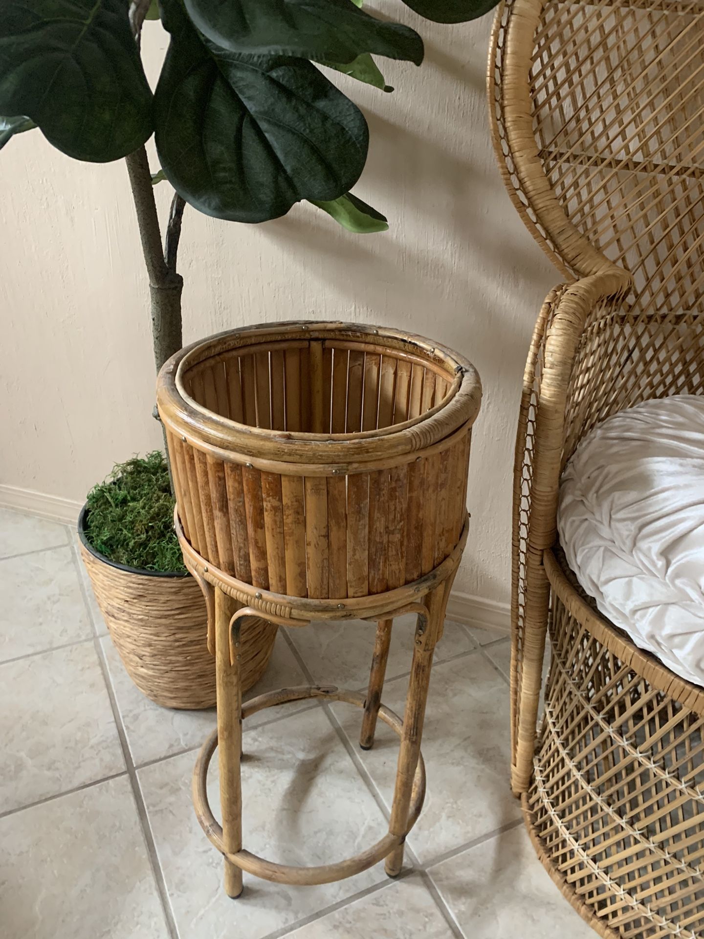 Vintage Wicker Plant Stand