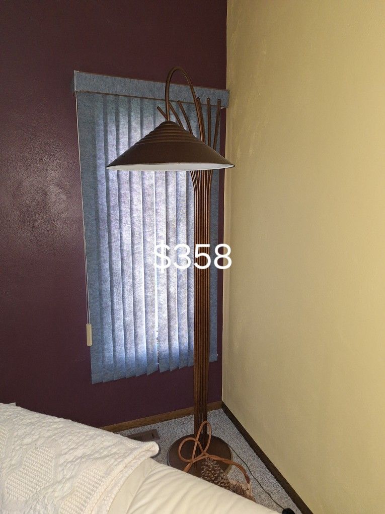 Copper Wave Floor Lamp with metal tent shade
