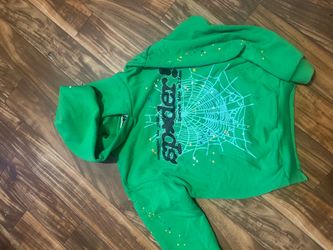 Rhinestone green V2 sp5der hoodie