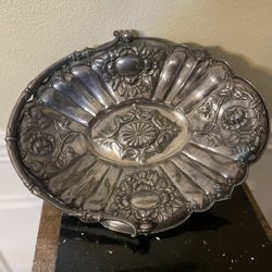 Antique Silverplate Handled Basket 12”L