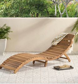 Lahaina Wood Folding Chaise Lounge – Outdoor Patio & Pool Lounger