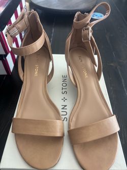 Sun + Stone Nude Ankle Strap Flat Sandals