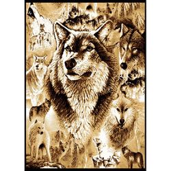Wolf Pride Fancy Tribal Wolf Rug 87x63”