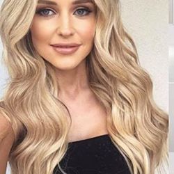 Long Blonde Wig for Women Natural Wavy Synthetic Ombre Wigs, Heat Resistant Hair, 26 inch