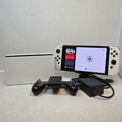 Nintendo Switch OLED White Console Dock Joy-Con Charger Tested Working