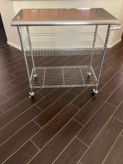 TRINITY EcoStorage Chrome Color 34 in. Stainless Steel Kitchen Cart