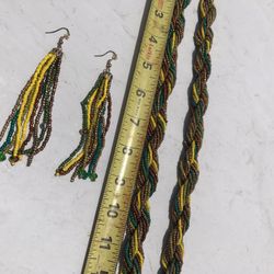 Handwoven Bead Necklace & Earring Set