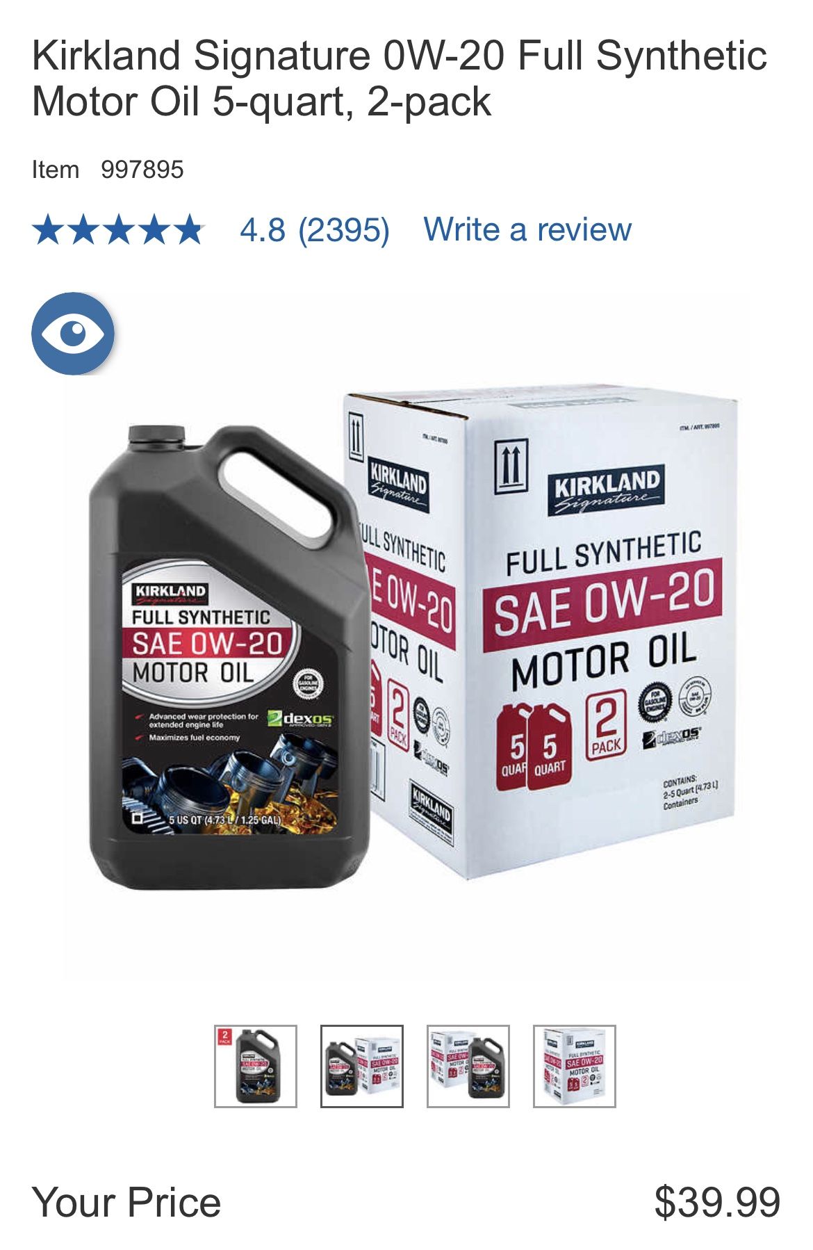 0W20 Full Synthetic Motor Oil 5quart For Jeep Grand Cherokee Or Dodge