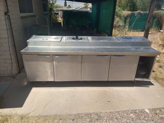 Randell Commercial 4 Door Refrigerated Pizza  Sandwich Salad Prep Station Table Working