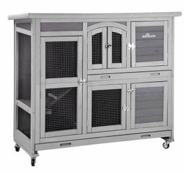 AIR06-C 2 Story Rabbit Hutch On Wheels (Inner Space 8.32 ft²) - Rabbit Hutch