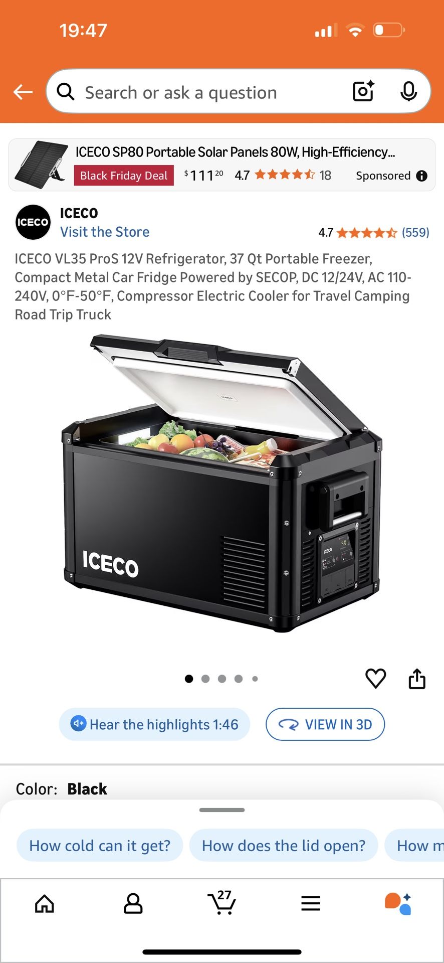 ICECO VL35 ProS 12V Refrigerator