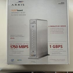 ARRIS - SURFboard 24 × 8 DOCSIS 3.0 Voice Cable Modem with AC1750 Dual-Band Wi-Fi Router for Xfinity - White