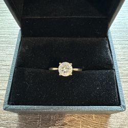 1.02 Carat Round Lab Diamond Engagement Ring in 14KT Gold Cathedral Band