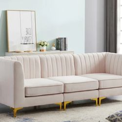 Alina Velvet Pink Modular Sectional

