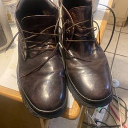 Men Salvatore Ferragamo Shoe Boots Brown Leather Ankle Oxford Sz 12 2E