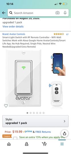 avatar in-wall smart switch