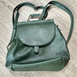 Green Real Leather Backpack