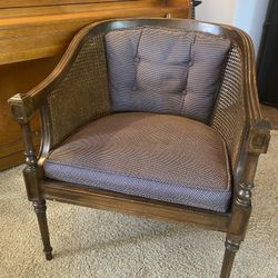 Mid-Century Cane Barrel Chair 