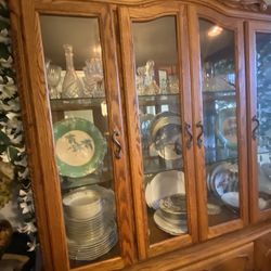 Traditional Two-piece Wood China Cabinet