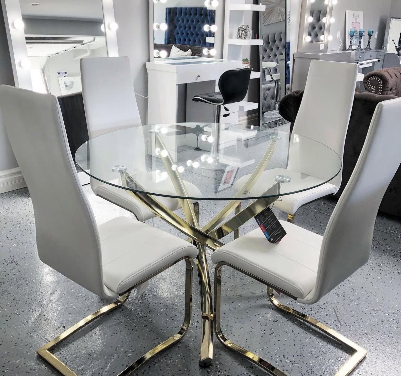 New 5pc Dining Set White And Gold In Box 📦 Finance Available No Credit Needed 