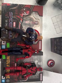 Bandai Namco S.H.Figuarts Marvel Action Figure Lot mezco commander Rogers, iron Spider-Man from no Way home, Deadpool from Deadpool Wolverine, maximum