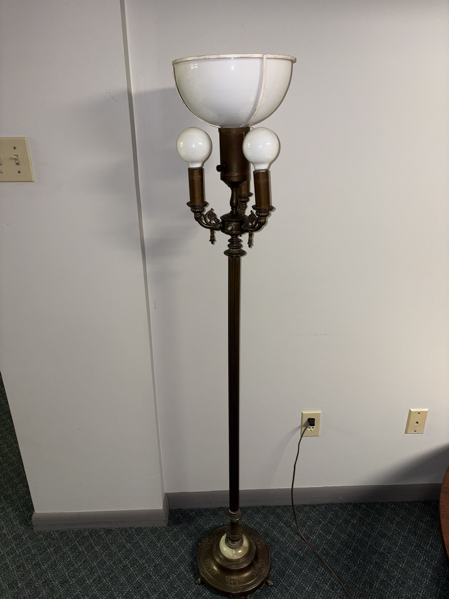 Antique Art Deco Floor Lamp With Marble Swirl Early 1900’s