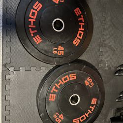 Ethos Olympic Rubber Bumper Plates - 2 X 45 Ibs
