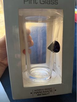 Stuck in Glass Guitar Pick Pint Glass 16oz Blue NIB Handmade Novelty Musician Gift New in Box