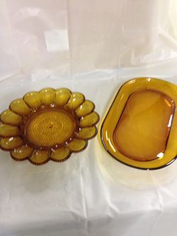 Vintage Amber Glassware-Set of 2