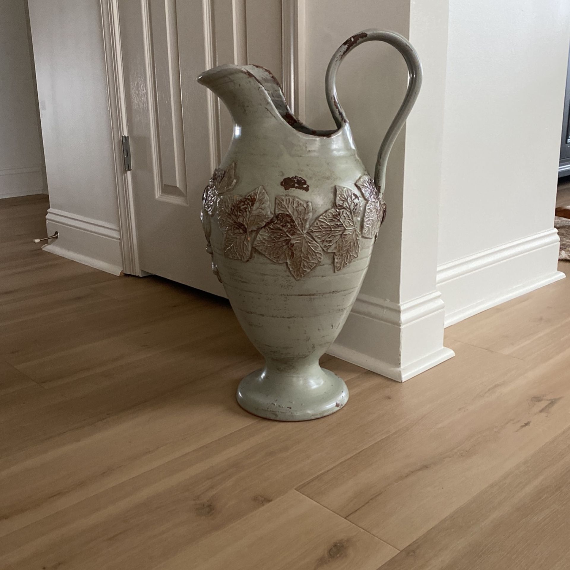 Ceramic Urn With Handle Made In Italy 24” Tall