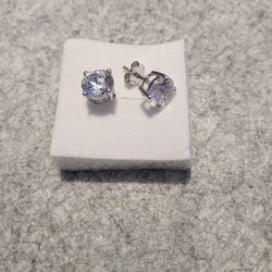 2 Ct Round Cut White Solitaire Stud Earring 14k White Gold Plated