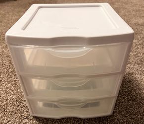 Sterilite Small 3-Drawer Countertop Organizer – Clear/White - Pickup in Castle Shannon.  Handy Sterilite 3-drawer storage organizer in clear plastic w