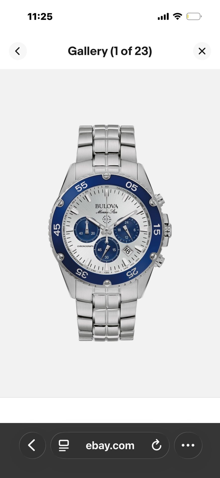 Bulova Men's Marine Star Quartz Chronograph Calendar Silver Watch 42 MM
