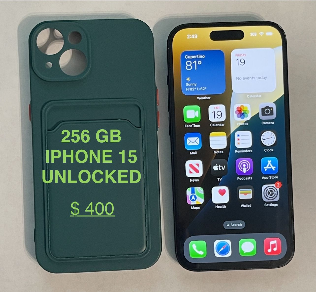 IPHONE 15 , 256 GB, UNLOCKED WORLDWIDE.