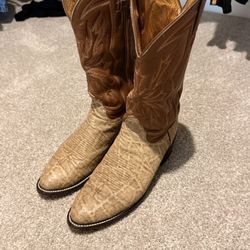 Tony Lama Exotic Vintage Elephant Round Toe Boots Size 10.5d