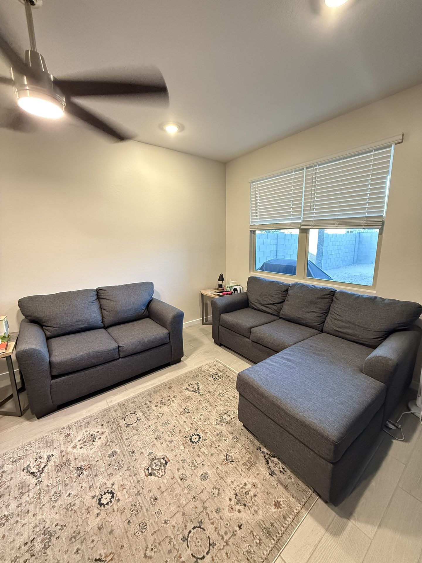 Gray Loveseat And Sofa With Chaise