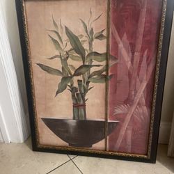 Large Painting Framed, Bamboo In The Vase, 25” x 32”