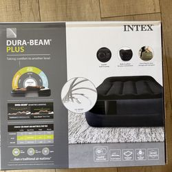 Intex Dura Beam Standard Series Pillow Rest Raised Airbed w/Built-in Pillow & Internal Electric Pump
