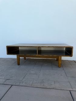 Mid-Century Modern Wood Coffee Table with Storage