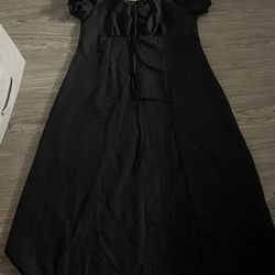 Women’s Maxi Black Dress Slit 2X