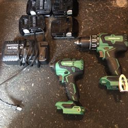 Drill Set(driver&drill) Four batteries and charger
