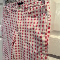 Women’s Cotton blend Size 6 pants, Charter Club Lexington Straight, red & white check pattern $13