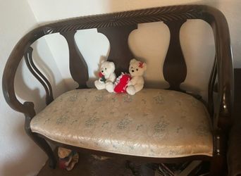 Antique hand carved mahogany bench